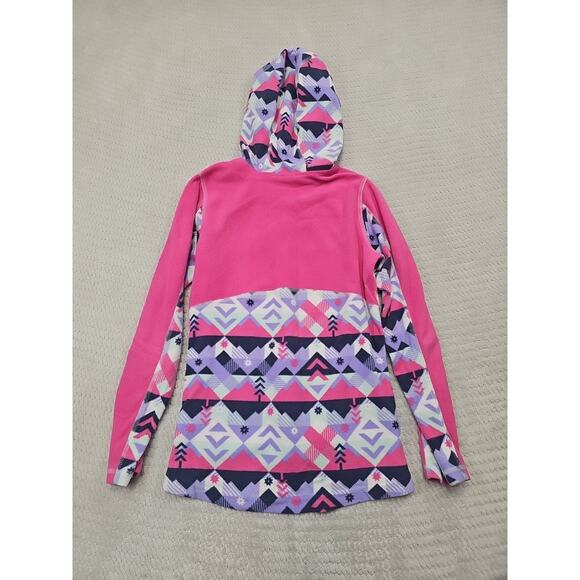 Columbia Fleece Girls Medium 10/12 Hooded Pullover Geometric Pattern - Picture 6 of 7